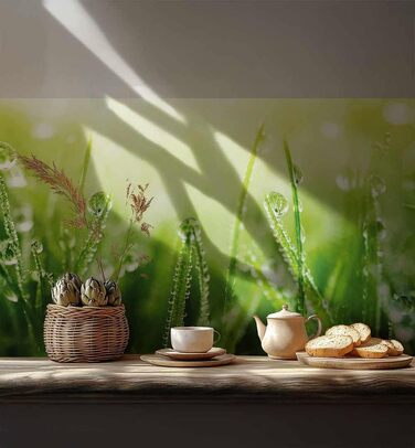 Самоклеючий кухонний фартух - матовий, преміальна бризкозахисна плівка 0,4 мм як доступна альтернатива склу, легке встановлення та очищення - висота 60 см - Дизайн Світло-сірий мармур 180 x 60 см (зелений, Ш 220 см x В 60 см, 0,2 мм)