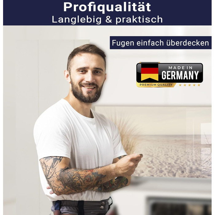 Фартух для плити timalo, настінна раковина, кухонний фартух, скляний вигляд Акрилове скло 2 мм Скляний фартух, акрилові скляні кухонні панелі, захисна панель для фартуха Мармурове біле золото (60x52 см, 106- Reed Beach)