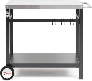 Візок для гриля BBQ-Toro 85 x 50 x 81 см Металевий стіл-гриль з великою робочою поверхнею Приставний стіл для гриля Стіл для гриля Візок для подачі на відкритому повітрі Садовий візок (чорний / сріблястий)