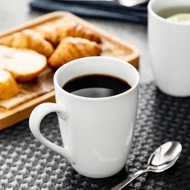 Серія Elisa, 12-предметний кавовий набір з кремового порцеляни, кавові чашки та блюдця на 6 осіб для кави, чаю, десертів (білий, чашки (6 шт.))