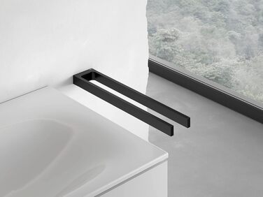 Металлический полотенцесушитель, матовый черный, двустворчатый, жесткий, глубиной 45 см, для ванной комнаты и гостевого туалета, настенный, Edition 11
