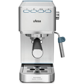 Портафільтр-машина Ufesa C7238 Еспресо-машина з піноутворювачем молока, 20 бар, підігрів чашки, компактний класичний дизайн, білий (Capri)