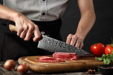 Нож поварской 21 см, дамасская сталь HEZHEN