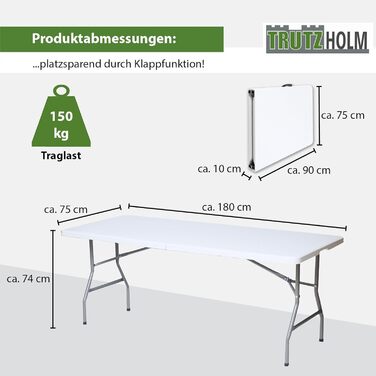 Складной фуршетный стол 180x75 см белый TRUTZHOLM