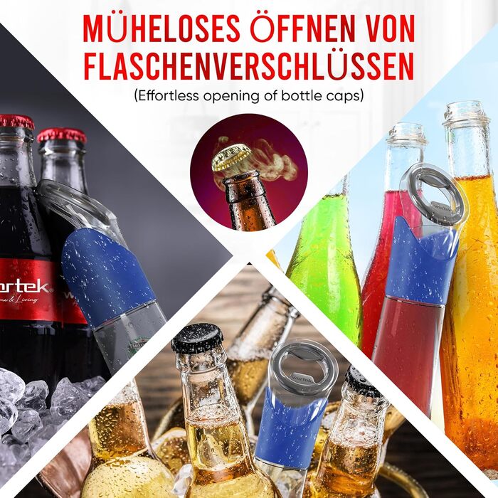 Відкривачка для пляшок з контейнером для кришок синій wortek