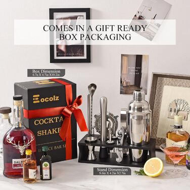 Набір для коктейлів з бамбуковою підставкою 17 предметів для бармена Eocolz