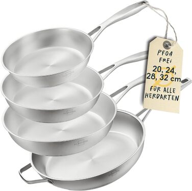 Набір з 4 сковорідок 20, 24, 28 та 32 см, нержавіюча сталь без покриття Silberthal