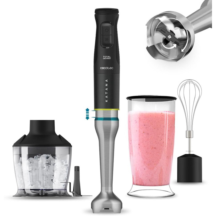 Ручний блендер 1500 Вт Katana TotalDestroy чорний із аксесуарами, набір 4 предмети Cecotec