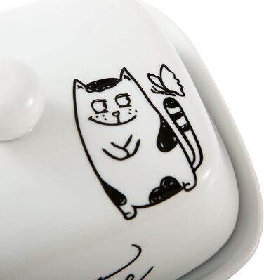 Маслянка з ручкою для 250 г вершкового масла, високоякісна кераміка, білий колір з квітковим та бджолиним візерунком, порцеляна, класична маслянка, дзвіночок для масла, маслянка, контейнер для масла, коробка для масла, можна мити в посудомийній машині (ка