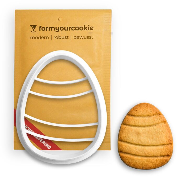 Набір із 3 формочок для пасхального печива, смугастий візерунок у вигляді пасхальних яєць, кролик, 2-в-1 зі штампом, 5 x 4 см, можна мити в посудомийній машині, екологічно чистий, стійкий до іржі (смугасті пасхальні яйця (5x4 см))