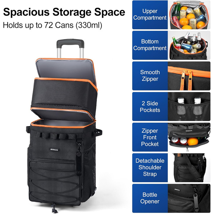 Термосумка на колесах на 72 банка Odoland