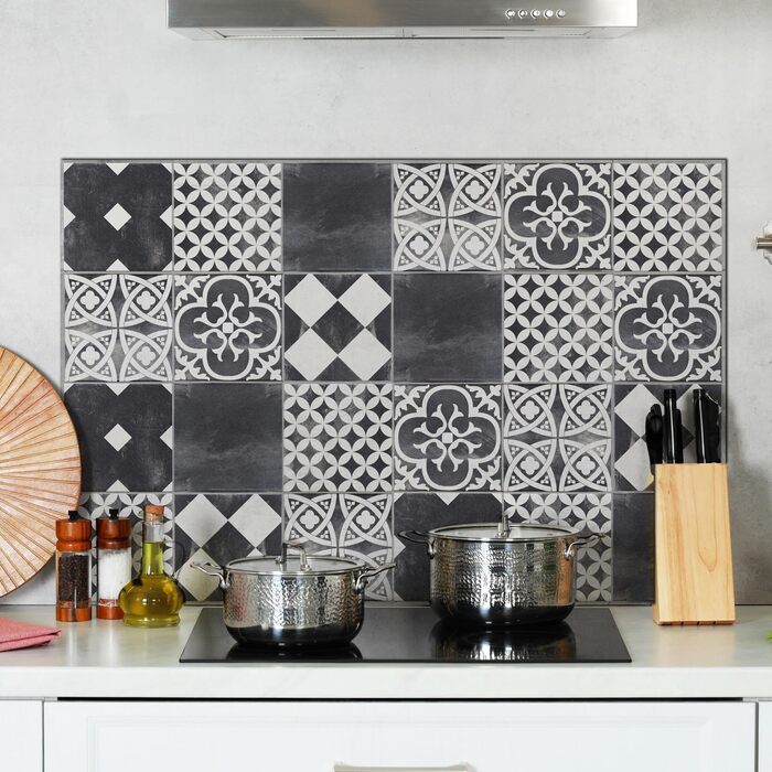 Алюмінієвий кухонний фартух, виготовлений в Італії, захищає плиту та стіну, миється та легко встановлюється, металевий фартух, 48 x 72 см (48x72, Ardesia)