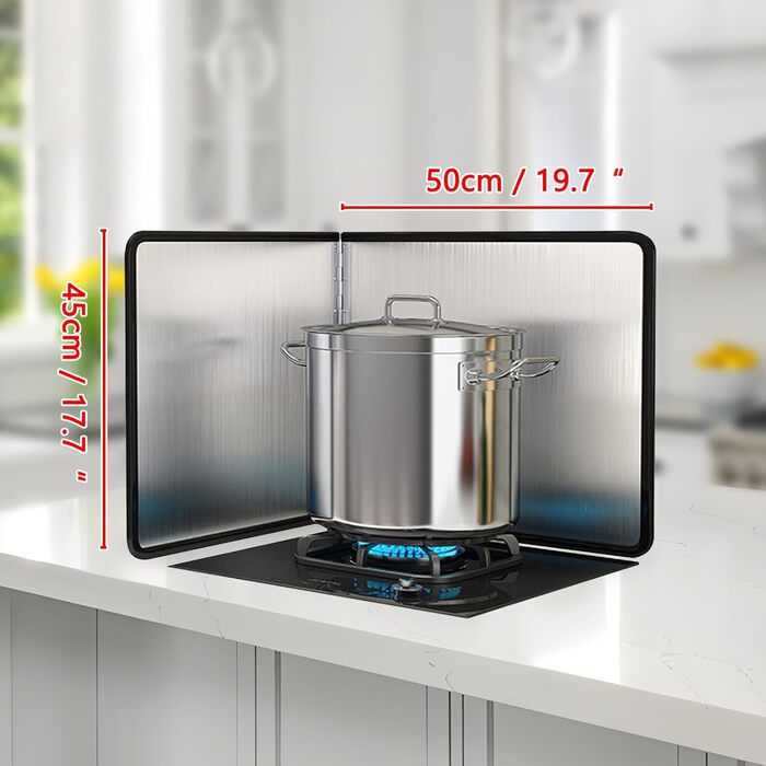 Бризкозахисний екран, портативний бризкозахисний екран, бризкозахисний екран для використання за плитою, для смаження, на плиті, захист від бризкоподібного повітря, для кухні (розмір 45 x 80 x 60 см) (45*50 см)