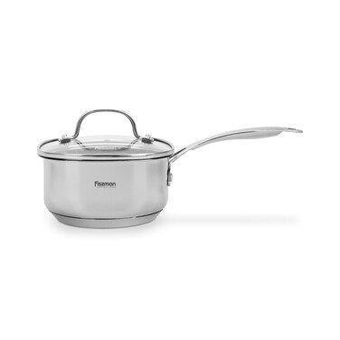 Ківш Fissman EXCLUSIVE PRO 16x8 см / 1,5 л зі скляною кришкою нержавіюча сталь (5540)