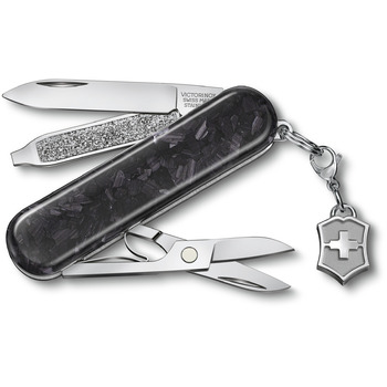 Нож Victorinox Classic Brilliant Carbon 58мм/5funk/карбон + брелок логотип