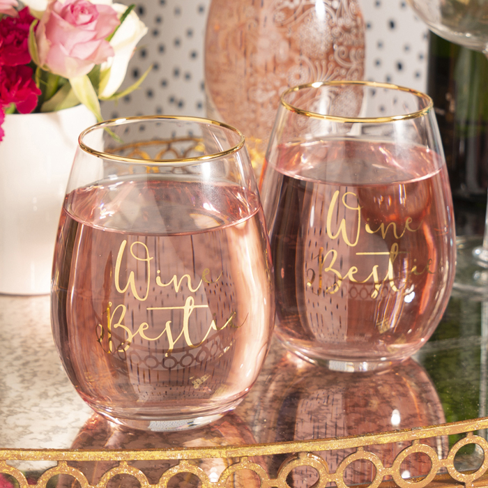 Набір склянок для вина CreativeTops Wine Bestie Wedding Belles, 590мл, 2 шт.