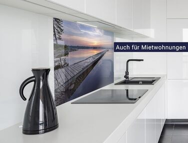 Кухонний фартух timalo зі скляним ефектом акрилове скло 2 мм Захист від бризок для плити, скляний фартух, акрилові скляні стінові панелі, захисна панель для фартуха Бетонно-синьо-сірий (60x52 см, 207- Seeblick)