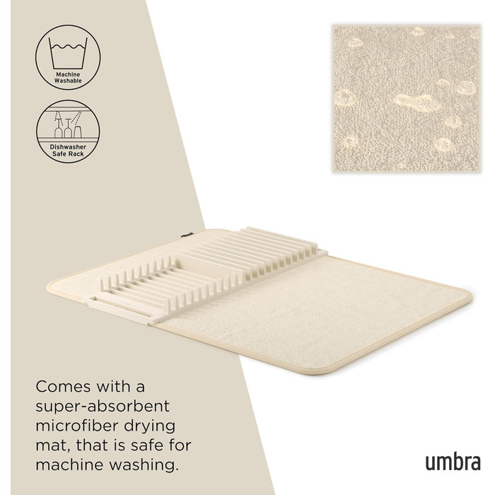 Підставка-сушарка для посуду з килимком 61 х 46 см бежева Udry Umbra