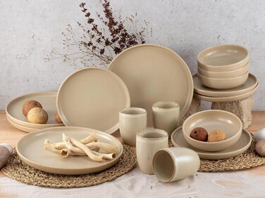 Набір посуду серії Uno з 16 предметів, комбінований сервіз керамограніту (пісок, комбінований набір із 16 предметів), 22978