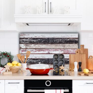 Дизайнерський кухонний бризкозахисний екран з алюмінієвого композиту, кухонний фартух, товщина 3 мм, 60x100 см, (дерев&39яні дошки чорного кольору)