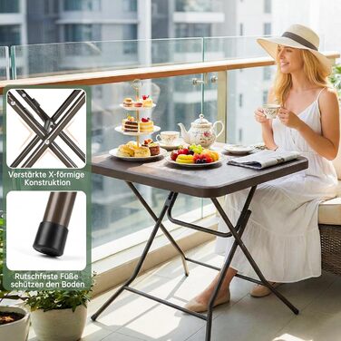 Розкладний стіл 80x80x74 см коричневий LIFERUN