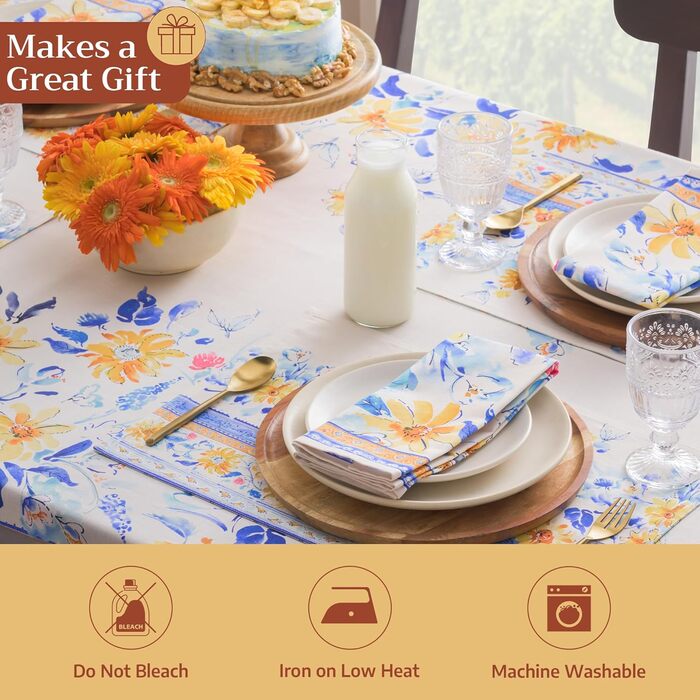 Серветки Maison d&39Hermine зі 100 бавовни, набір з 4 шт. , декоративні серветки, пасхальні серветки, які можна прати, для свят, вечерь, весни, літа (33 см x 48 см) (012 - Girassol)