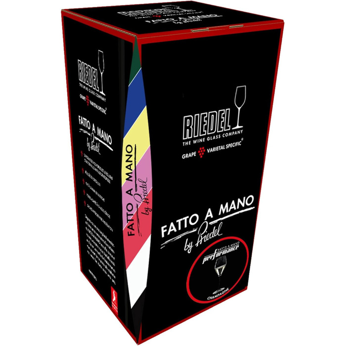 Келих для шампанського 375 мл, чорна ніжка Performance Fatto a Mano Riedel