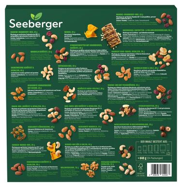 Адвент-календарь 2025 с 24 разными снеками-сюрпризами Seeberger