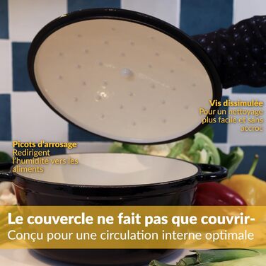 Чавунна жаровня 3,5 л з кришкою 24 см, чорна Chefarone