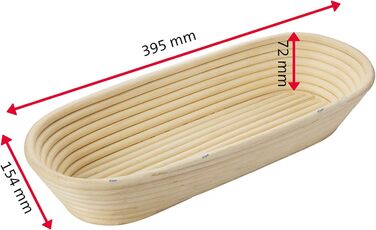 Расстоечная корзина Westmark, на 1500-2000 г хлебного теста, овальная, длина ок. 40 см, ротанговый тростник, светло-бежевый, 32022270 одинарная длина 39,5 см