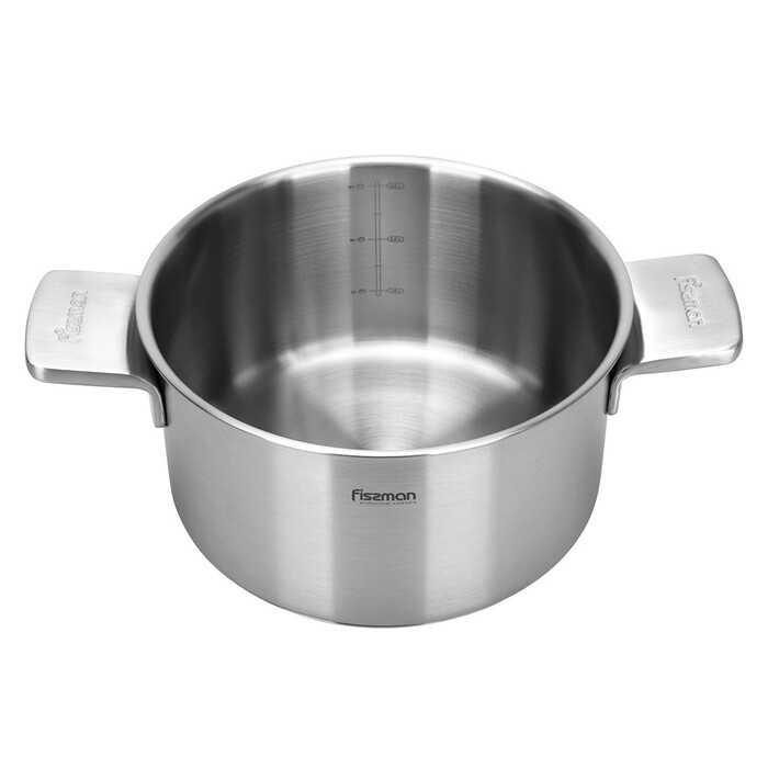 Каструля Fissman PREMIUM ONE 20x11 см / 3,1 л зі скляною кришкою нержавіюча сталь (15091)