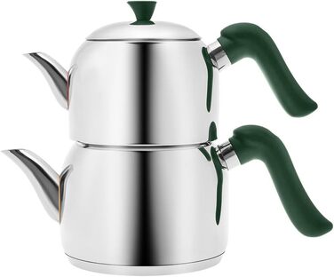 Двухъярусный чайник для приготовления турецкого чая 1,35 л и 1,95 л, нержавеющая сталь Edena Midi Karaca