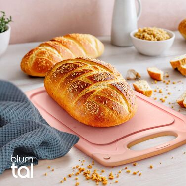 Набір обробних дощок Blumtal 3 розміри (S/M/L) - Велика пластикова обробна дошка з пазами для соку та ручкою - Міцна кухонна обробна дошка без BPA (рожевий колір, комплект з 2 предметів)