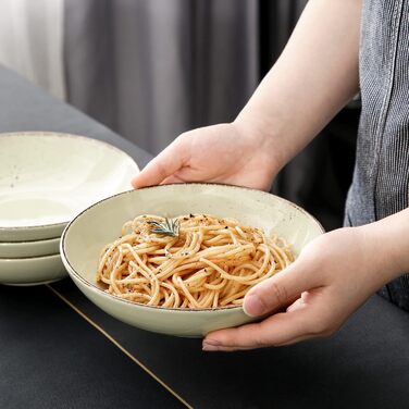 Набір посуду Vancasso на 12 осіб, набір керамічного посуду Navia, комбінований набір з 48 предметів з обідніми тарілками, салатницями, мисками та чашками, вінтажний вигляд, натуральний дизайн