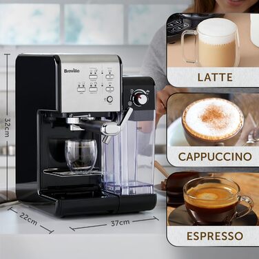 Кавомашина для лате та капучино 1,4 л 1245 Вт Breville