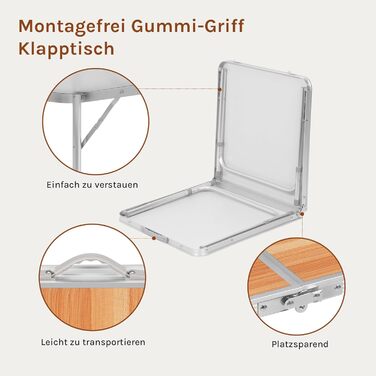 Кемпинговый стол 120x60 см светлый дуб WOLTU