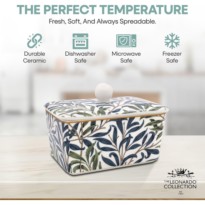 Маслянка з кришкою, китайська кераміка, з гарними акварельними мотивами, дизайн якої розроблено галереєю Дженніфер Роуз для Busy Bees (гілка верби).