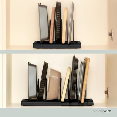 Тримач для посуду розсувний, набір 2 предмети, чорний Simplywire