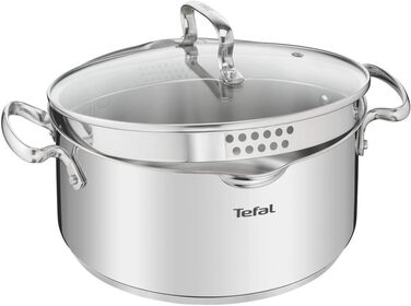 Кастрюля 5 л из нержавеющей стали со стеклянной крышкой 24 см Duetto+ Tefal
