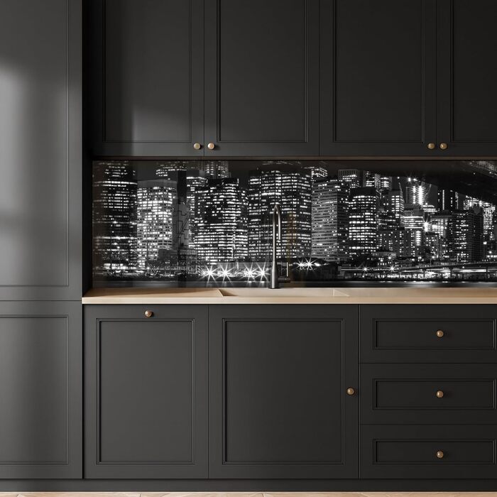 Кухонний фартух 60x80 см Самоклеючий настінний захисний екран для кухні Кухонний фартух Кухонні фасади Кухонні фартухи Кухонна стіна Вода - Пейзаж - (Нью-Йорк - Міст, 60 x 250 см)