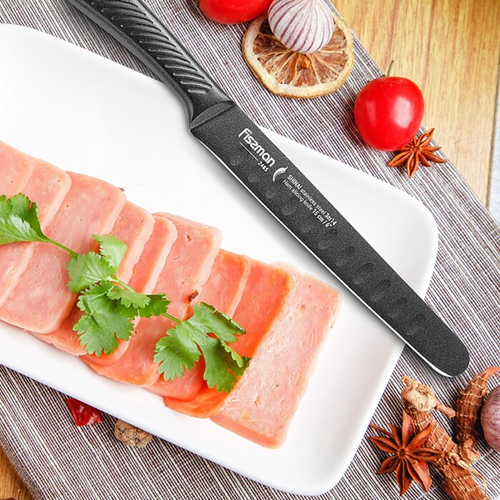 Нож для тонкой нарезки с выточками Fissman SHINAI graphite (2485)