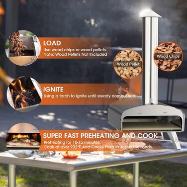 Вулична піч для піци з квадратним каменем 33 см та лопаткою для піци Mimiuo