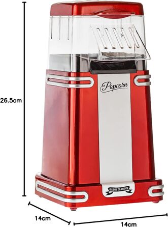 Машина для попкорну в ретро дизайні, червоний Gadgy
