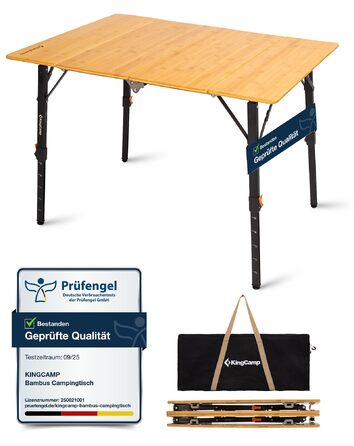 Складний бамбуковий стіл для кемпінгу 100 x 70 см KingCamp