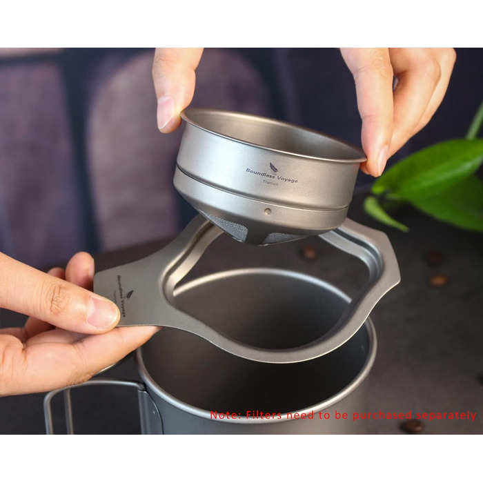 Безграничный Voyage Титановый сетчатый фильтр для кофе Pour Over Paperless Slow Drip Coffee Filter Открытый кемпинг Многоразовая пипетка для кофе Ti6001P (только подставка для фильтра (м))