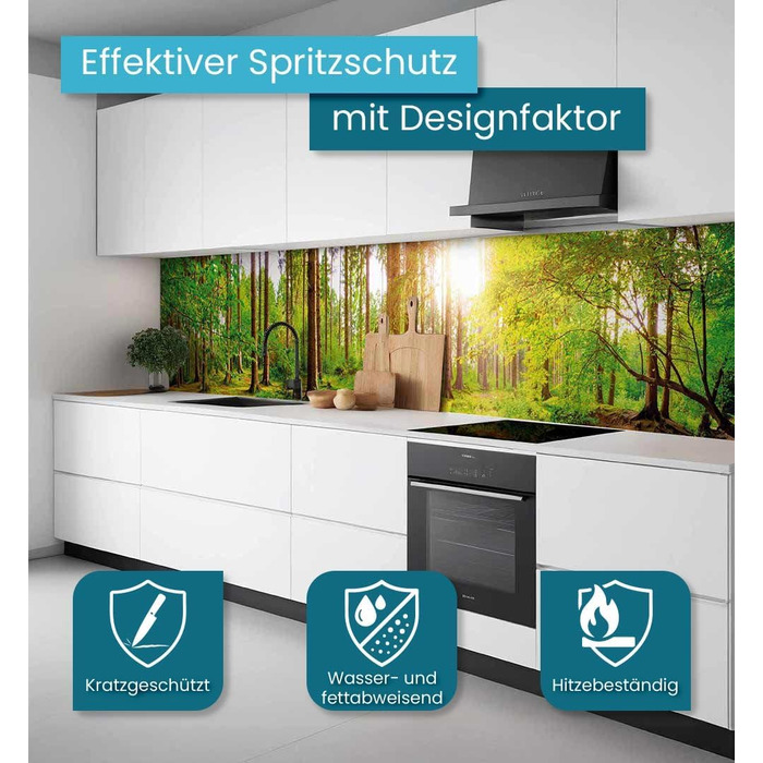 Самоклеючий кухонний фартух - матовий, преміальна бризкозахисна плівка 0,4 мм як доступна альтернатива склу, легке встановлення та очищення - висота 60 см - Дизайн Світло-сірий мармур 180 x 60 см (Лісово-зелений, Ш 340 см x В 60 см, 0,2 мм)