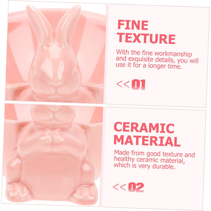 Керамічна миска у формі кролика на Великдень рожева Holibanna