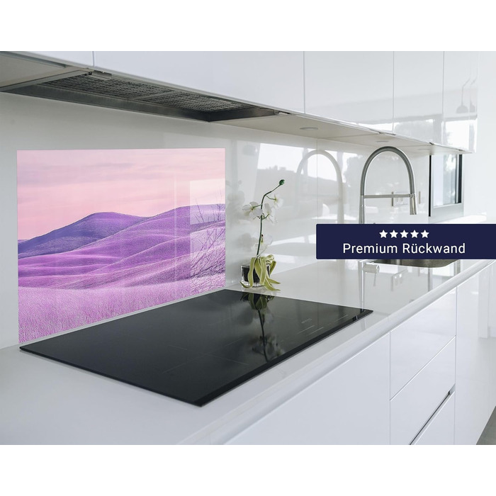 Кухонний фартух timalo зі скляним виглядом Північне море, очерет, захід сонця, океан, солома 2 мм акрилове скло Бризок настінний для плити, кухонний скляний фартух, акрилова скляна настінна панель, панель для фартуха (80 x 50 см, 306- Фіолетовий пейзаж)