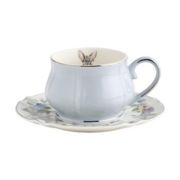 Чашка з блюдцем home&you Pansilo, світло-блакитний колір, великодні порцелянові чайні чашки, кавова чашка, великодній посуд, весняна великодня прикраса для столу та вітальні, великодня прикраса, весняна прикраса