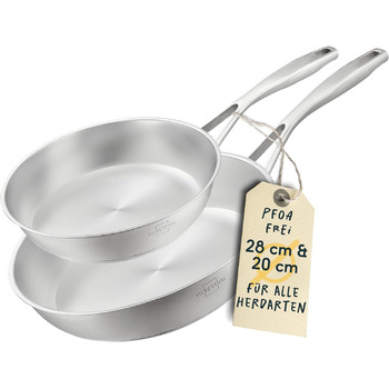 Набір з 2 сковорідок 20 та 28 см, нержавіюча сталь без покриття Silberthal